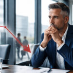 Manager analysiert sinkende Kundenzahlen – Symbolbild für Kundenverlust und Lost Customer Analyse im B2B-Vertrieb